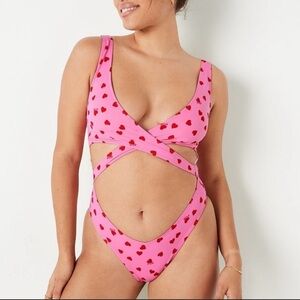 PINK Victoria's Secret Pink and Red One Piece Swimsuit